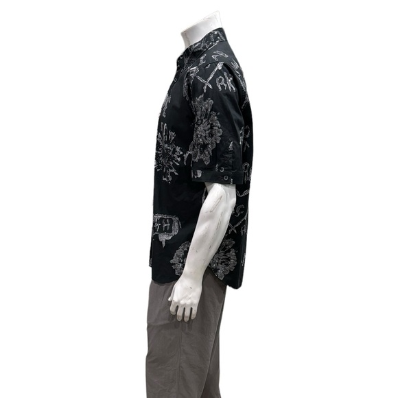 Alexander Mc Queen Mens Black Tree Graffiti Print Button Shirt - Picture 3 of 6